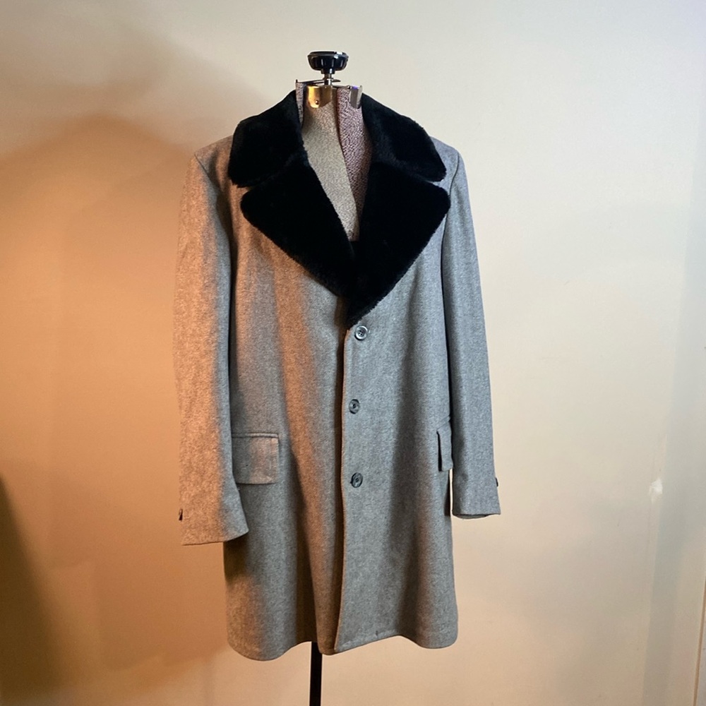 Beautiful men’s wool and faux fur coat